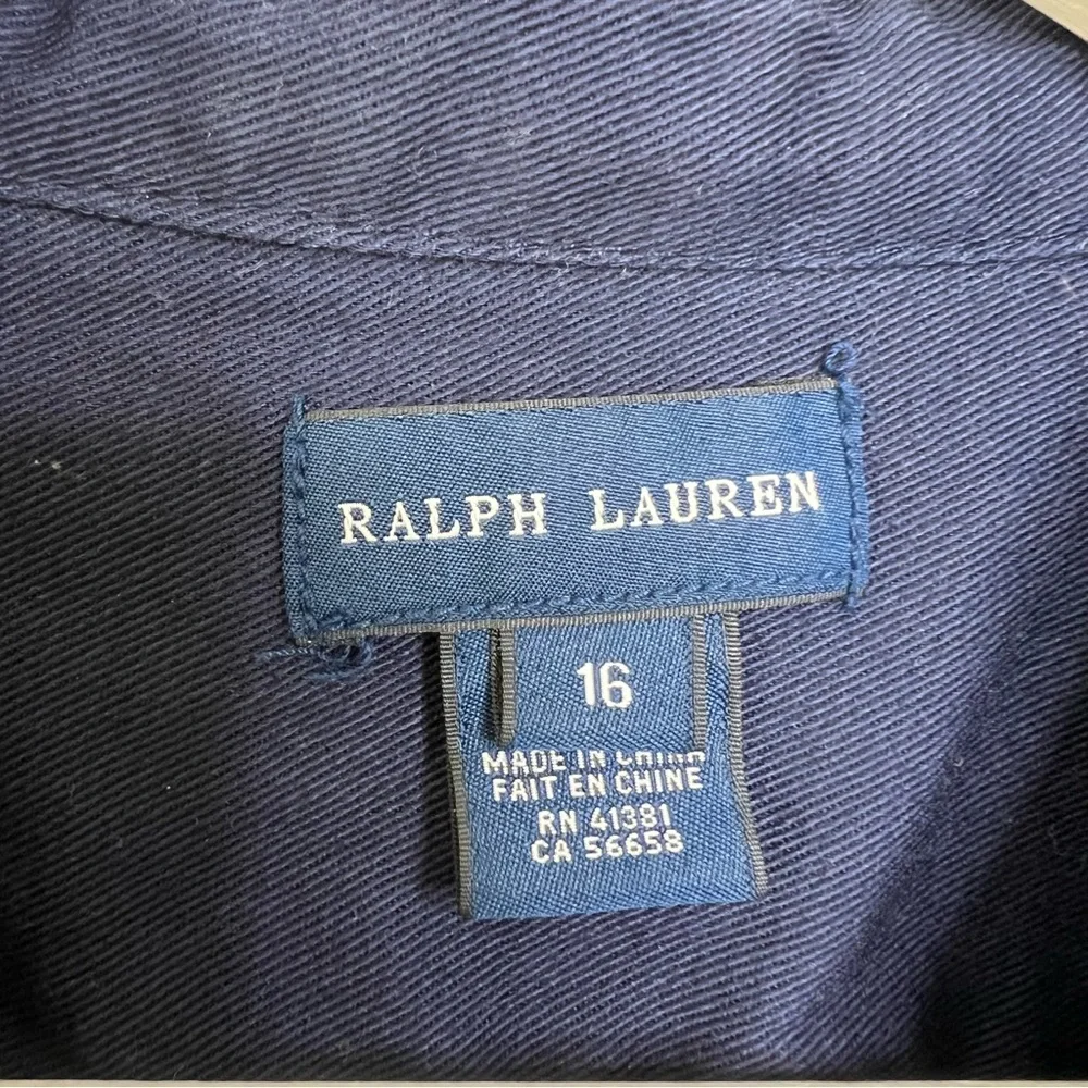 Ralph Lauren Navy Button Front Shirt Dress Dize 16